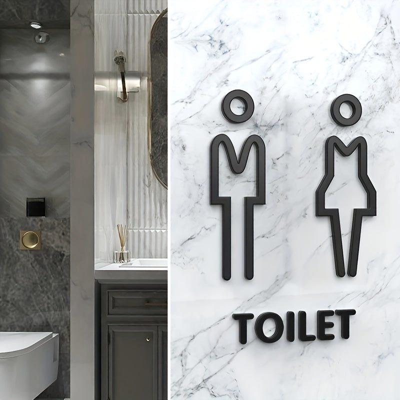 3D Acrylic Bathroom Sign with Arrow No Power Required Easy to Apply for Home and Business