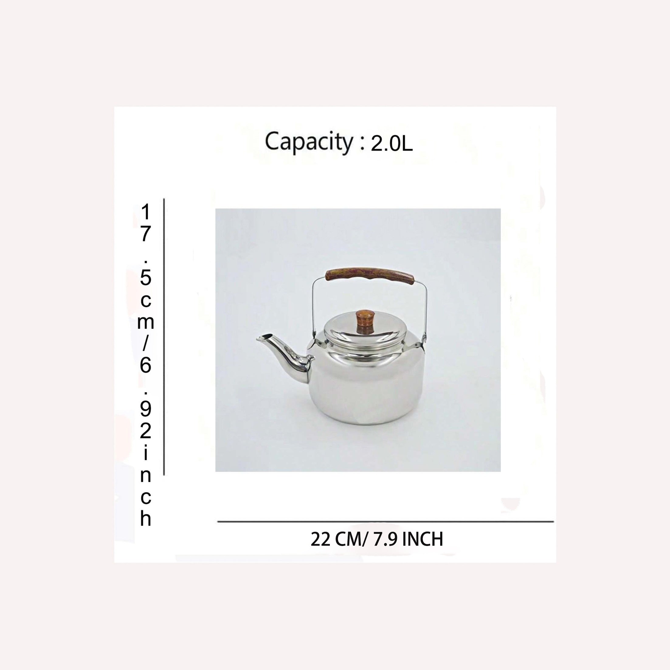 Thickened Stainless Steel Water Kettle with Wood Grain Handle for Indoor and Outdoor Use