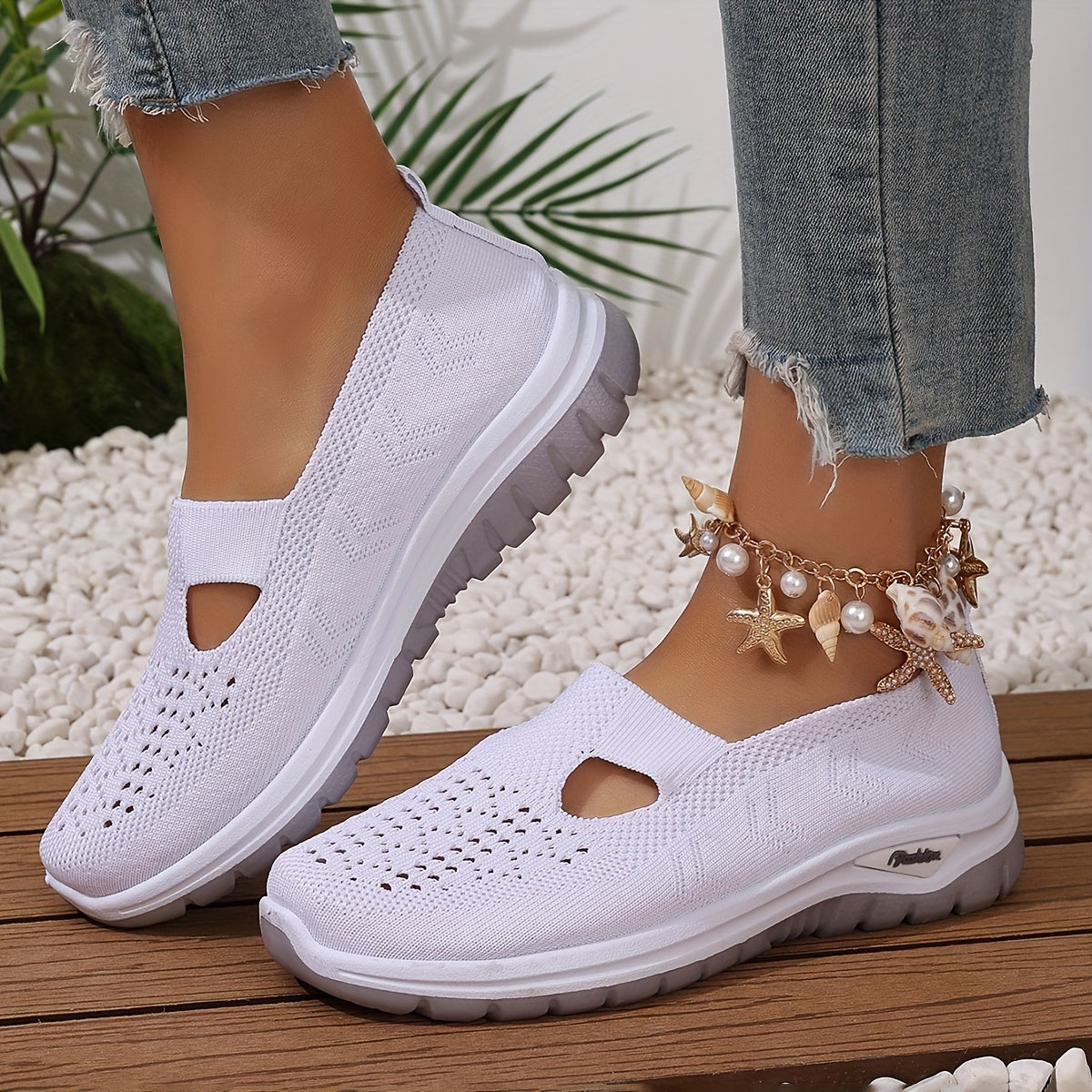Zapatillas casuales para mujer de malla transpirable, ligeras y planas