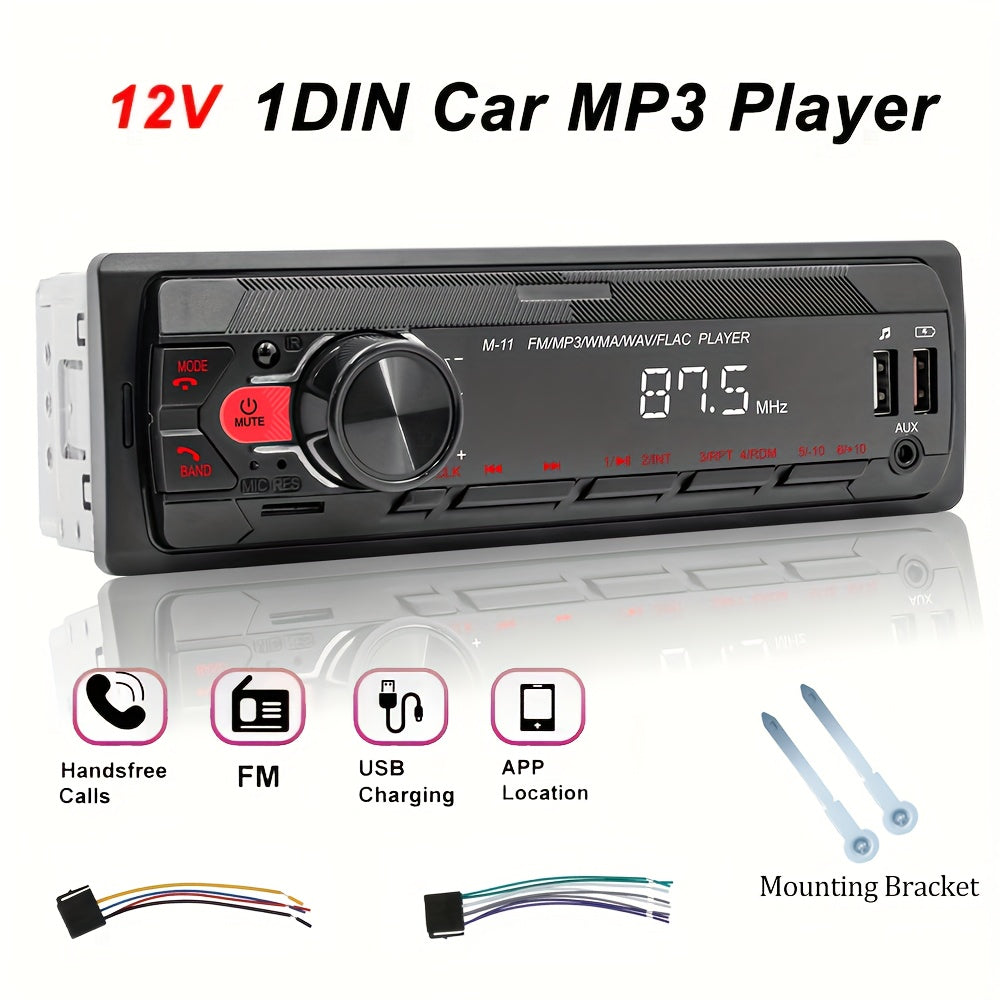 Reproductor de MP3 para coche de 12V con control remoto, radio FM, USB, SD, AUX y control por voz