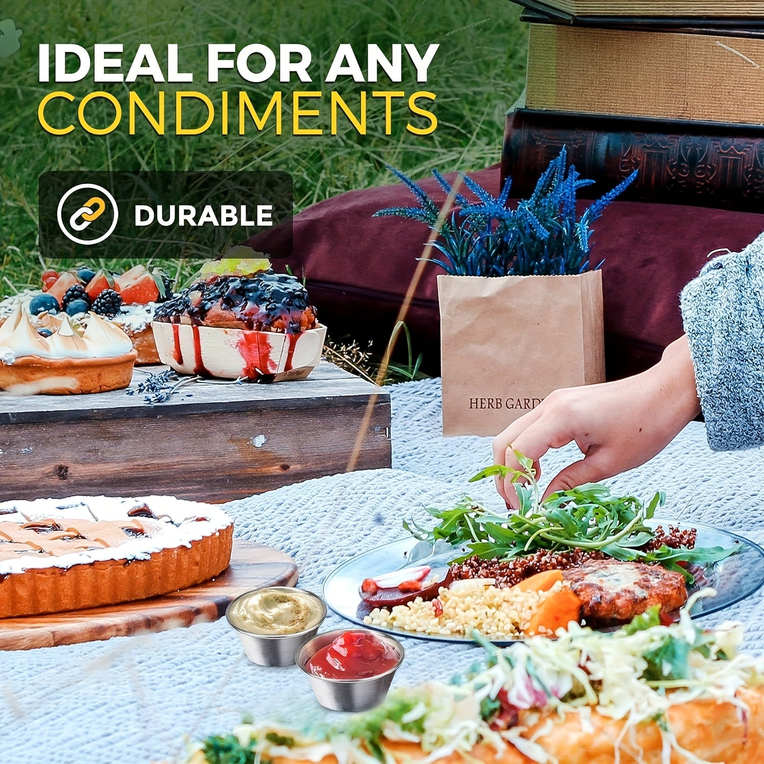 3 чашки для соуса из нержавеющей стали, по 1,5 унции каждая, многоразовые и коммерческого класса для домашнего или ресторанного использования, идеально подходят для закусок или сырных тарелок во время праздников.