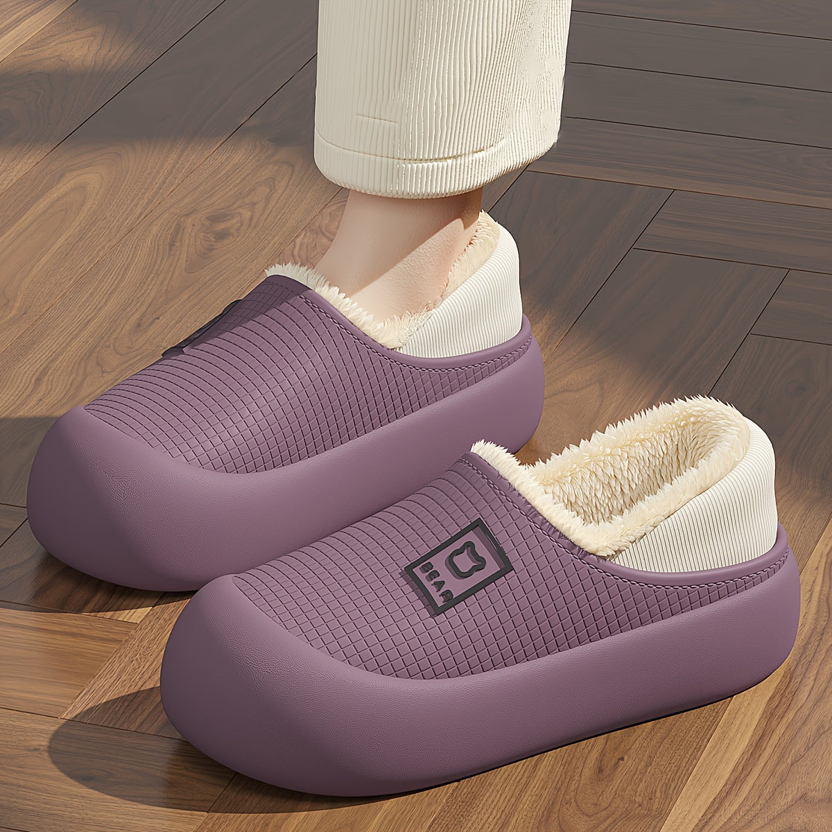 Women’s Slip-On Indoor Outdoor Slippers Cushioned EVA Non-Slip Black White Purple