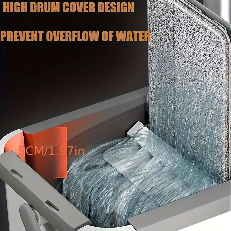 Reusable Flat Mop Set with Bucket for Wet Dry Cleaning on Tiles Marble Wood Floors