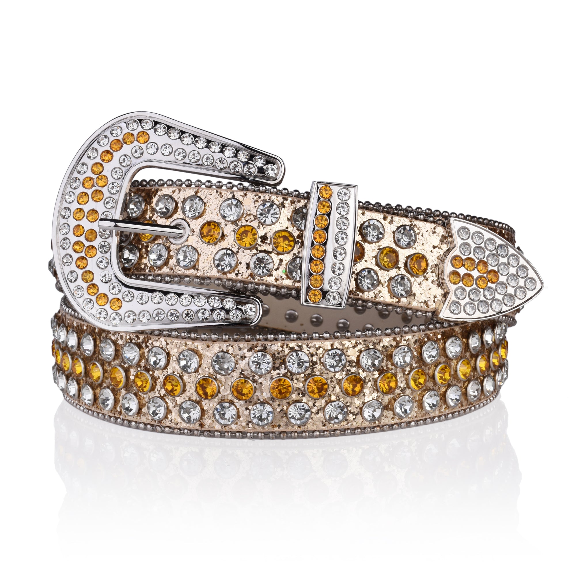 Women's Sparkling PU Leather Belt with Rhinestone Studs for Wedding and Valentine's Day
