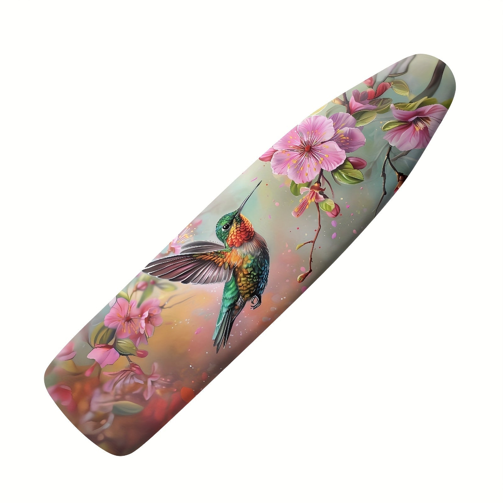 Funda para tabla de planchar con diseño floral y colibrí, bordes elásticos, lavable a máquina, fácil de instalar