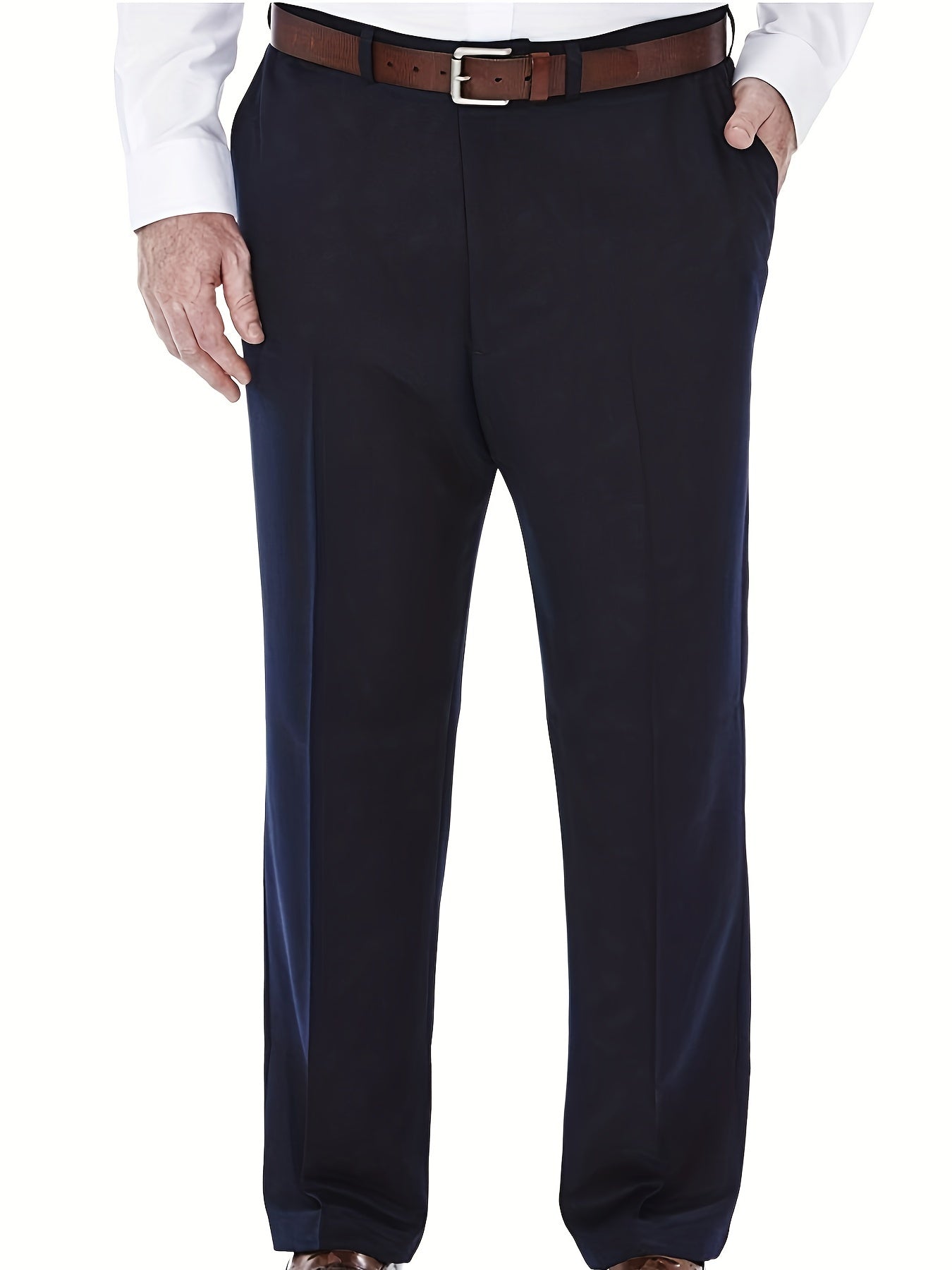 Plus Size Men's Solid Polyester Suit Pants for Formal Occasions