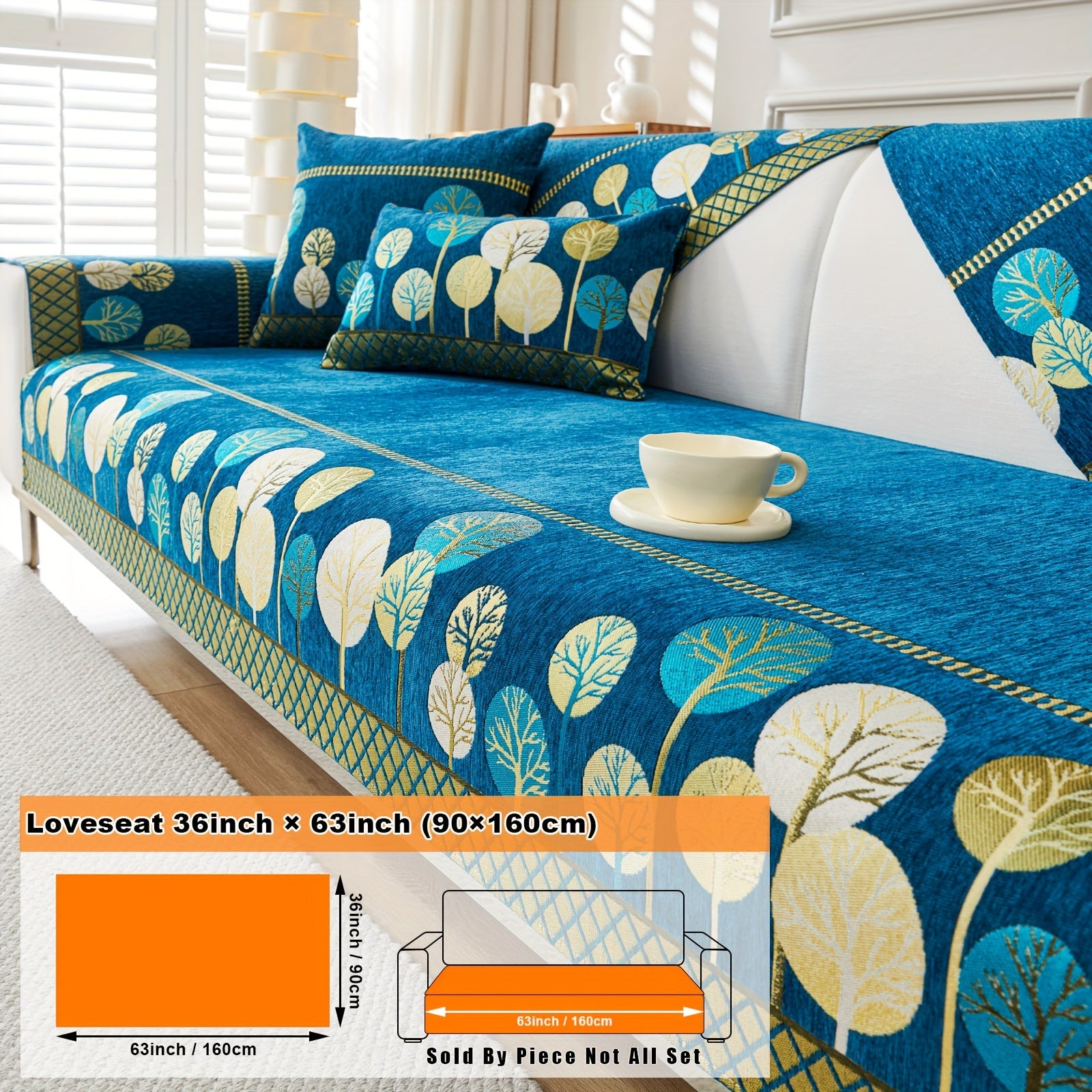 Bohemian Moonlit Trees Sofa Cover for Single to Quadruple Seaters Pet-Friendly Machine Washable Viscose