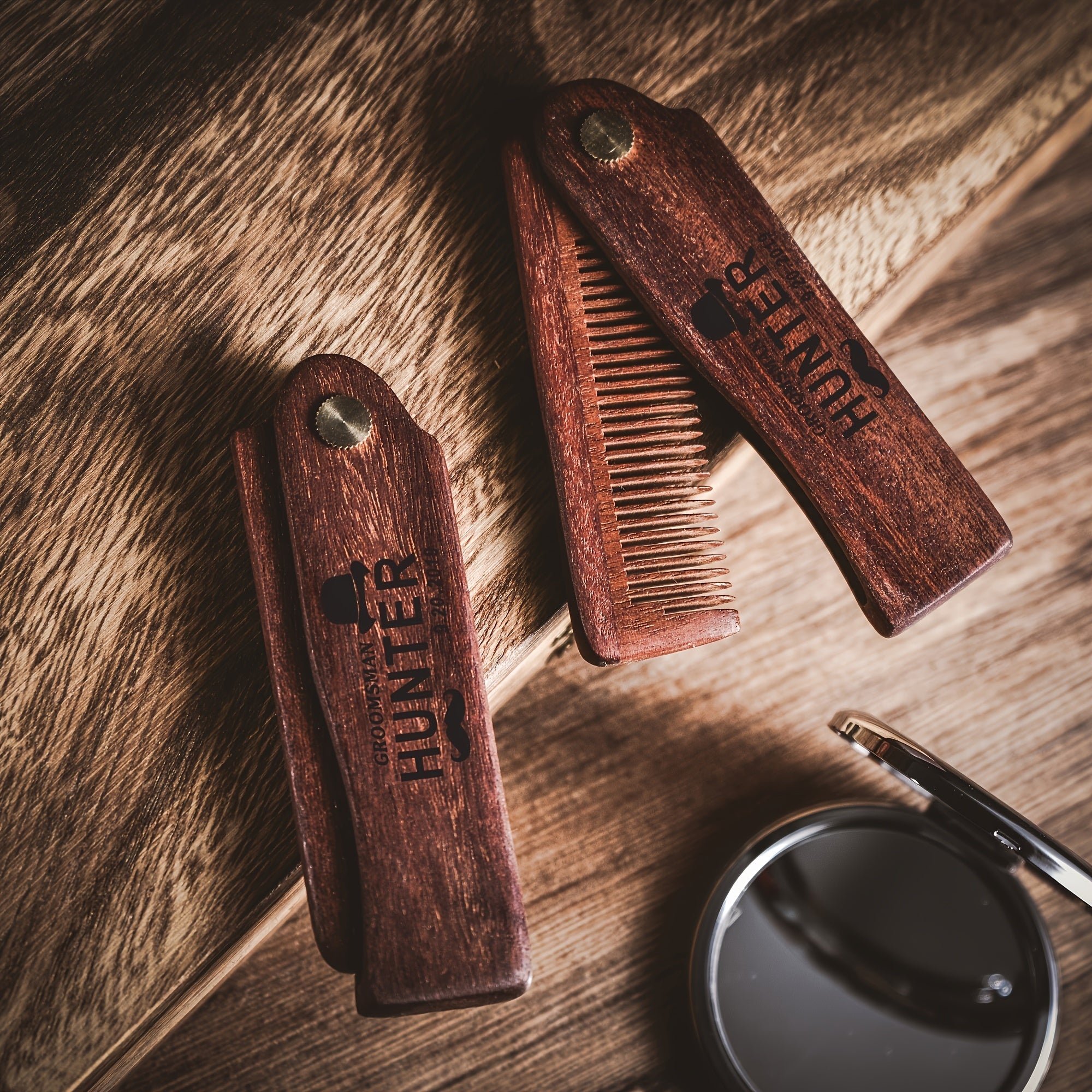 Personalized Wooden Beard Comb with Custom Engraving for Men Grooming