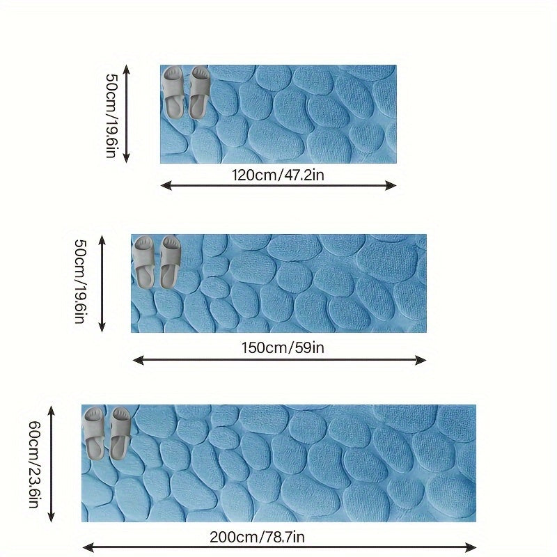 Alfombra de baño de espuma viscoelástica con relieve de piedra, antideslizante, suave, absorbente y lavable