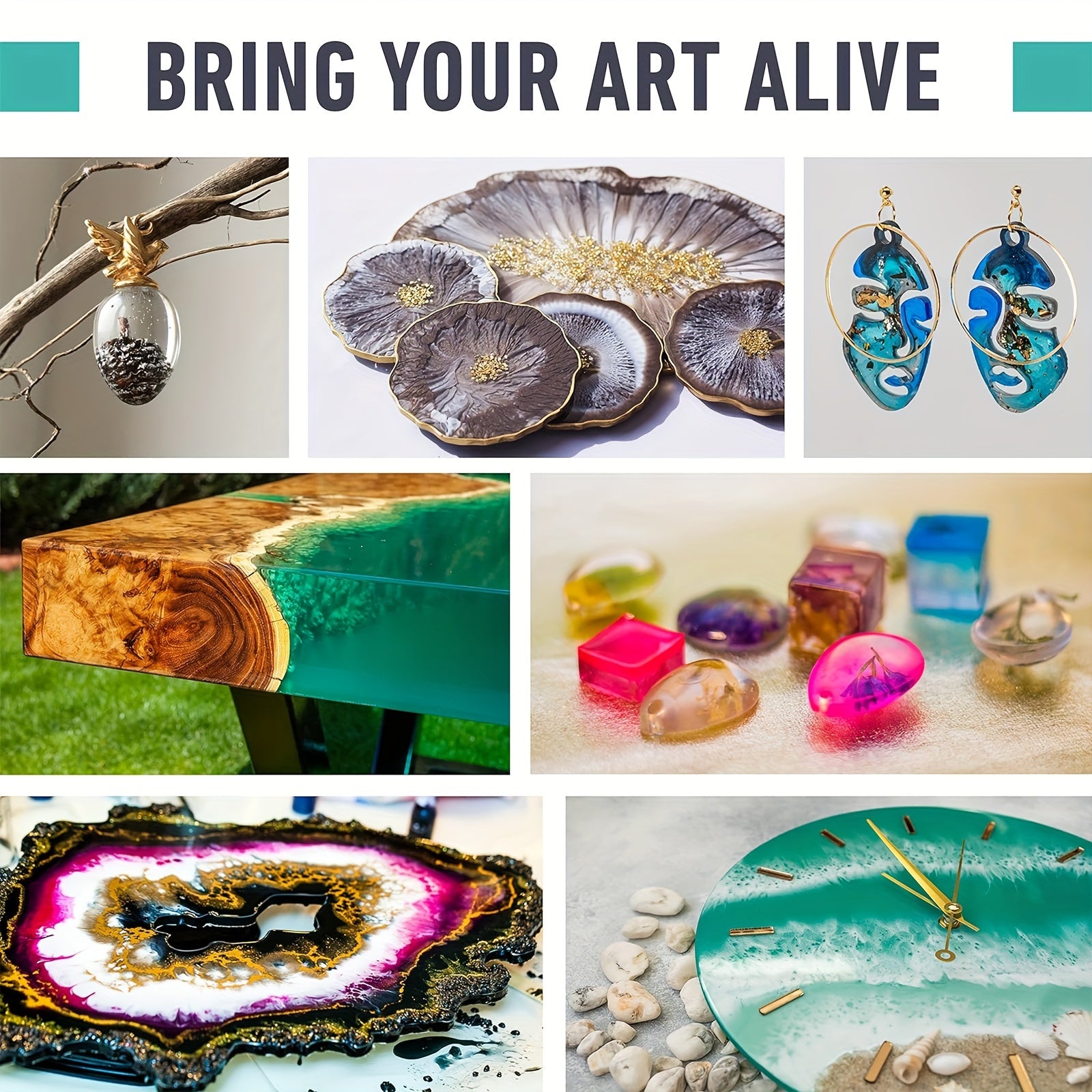 High Gloss Clear Epoxy Resin Kit for Art Crafts Jewelry Making Molds