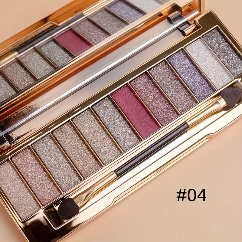 Women Glitter Eyeshadow Palette 12 Colors High Pigment Portable Makeup