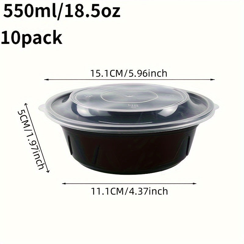 Набор из 10 пластиковых контейнеров для приготовления пищи объемом 550 мл с крышками, без BPA, безопасных для микроволновки