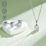 Moissanite Pendant and Earring Set in Sterling Silver 1CT Pendant 0.5CT Earrings Hypoallergenic Jewelry