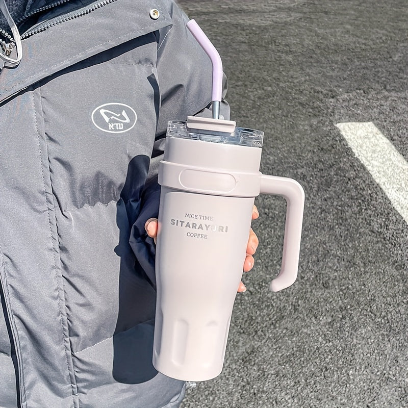 1140ML Автомобильный изоляционный стакан с большой емкостью для воды, простой офисный стакан с соломинкой, нержавеющая сталь ледяной тумблер