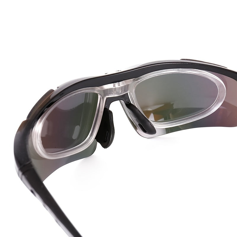 5-Piece Outdoor Riding Sports Glasses Set with Interchangeable Lenses and Accessories
