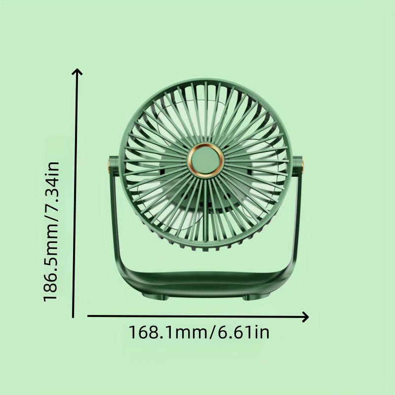 Mini Portable Table Fan with 5 Speeds, Night Light, USB Rechargeable