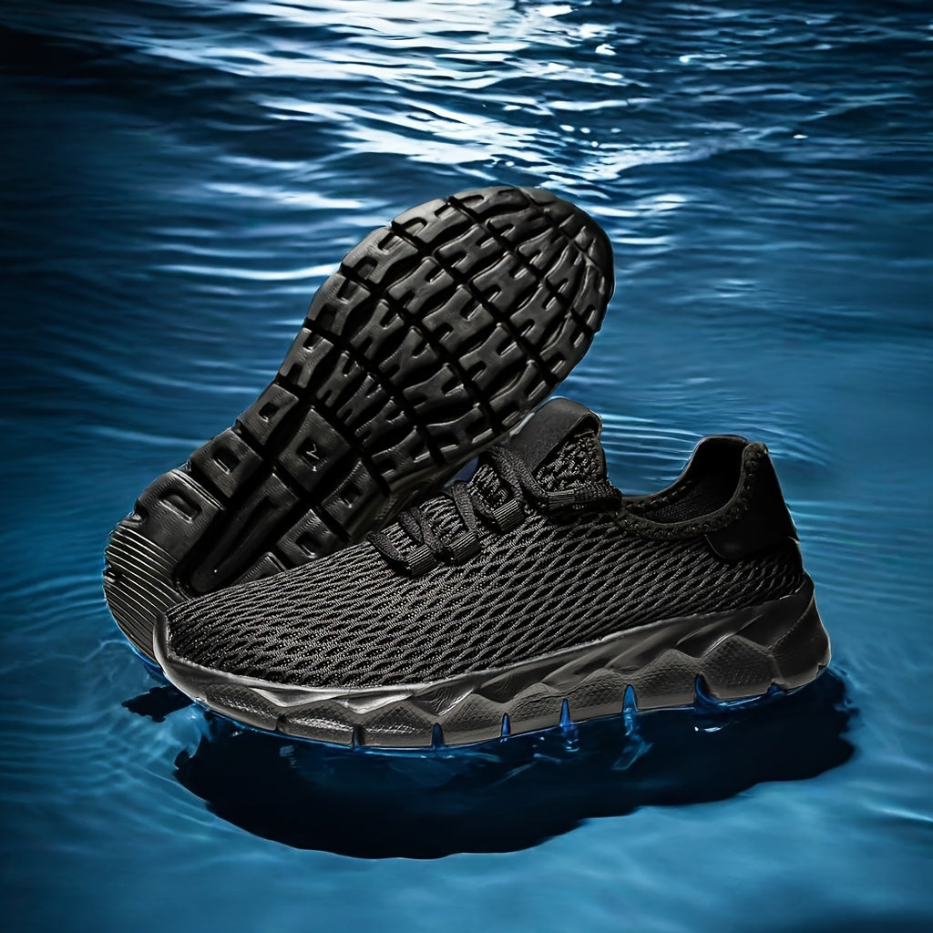 Zapatillas deportivas para hombre de talla grande, transpirables, de color sólido, antideslizantes, con cordones, duraderas y para exteriores