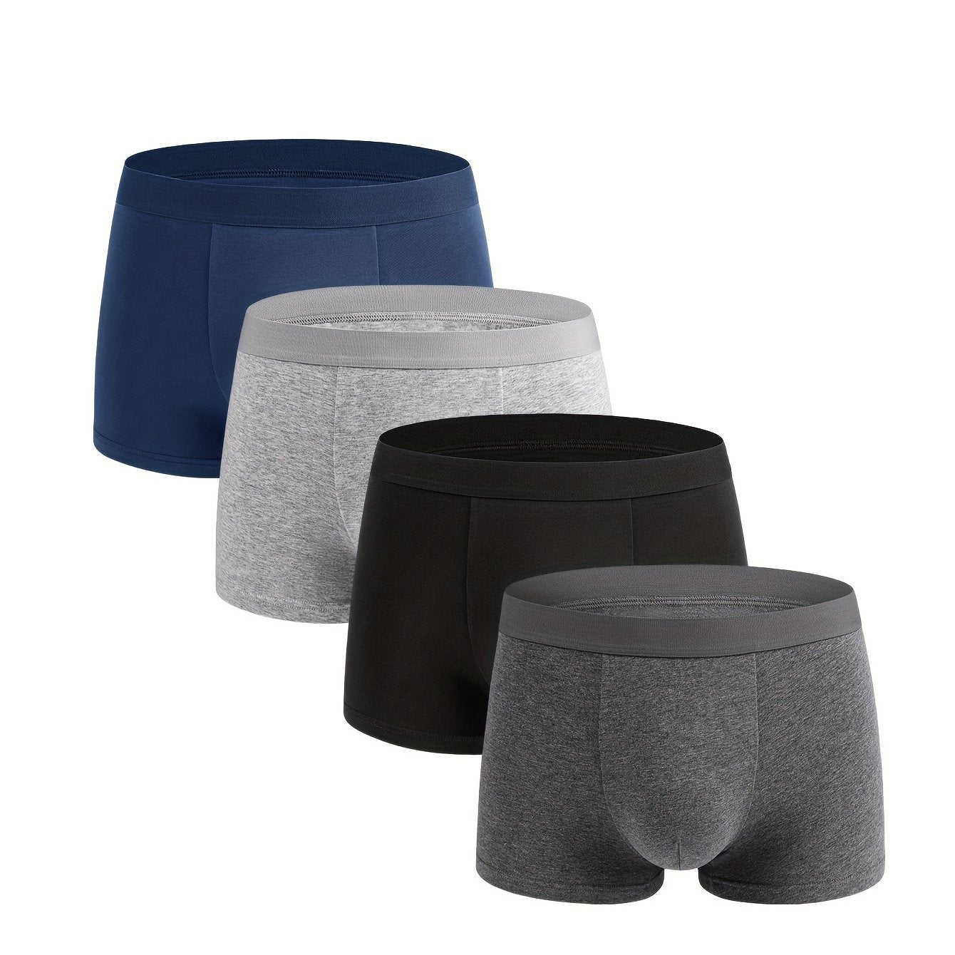 Men's Cotton Underwear 4-Pack Solid Color Breathable Flat Leg Shortie