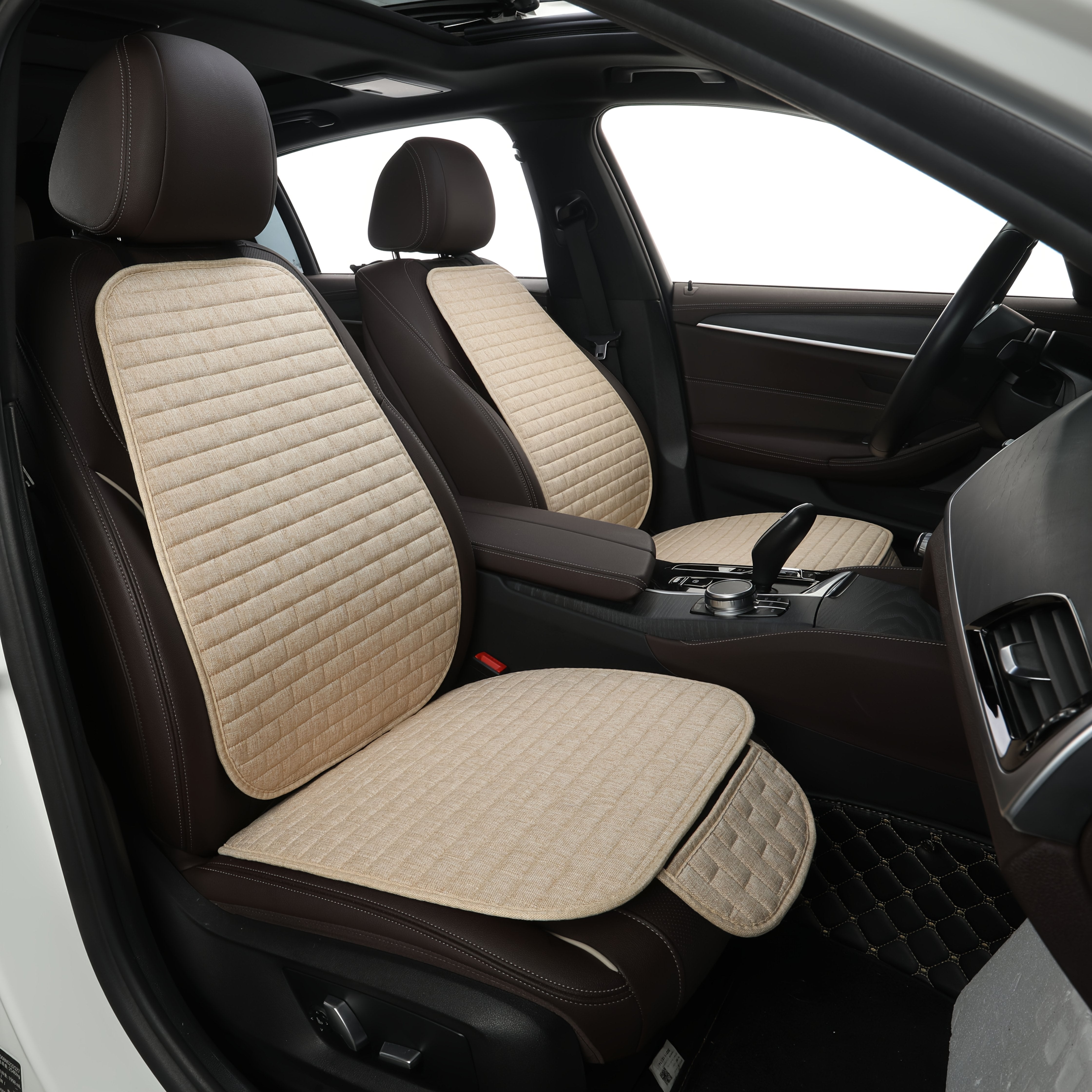 Universal Car Seat Mat Waterproof Linen Texture Stain-Resistant Easy Clean