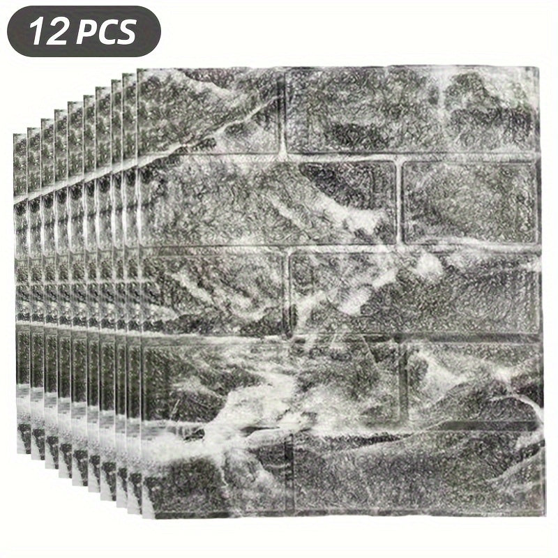Self-Adhesive Foam Wall Panels Marble Pattern Waterproof Mold-Resistant Reusable for Living Room Bedroom Kitchen