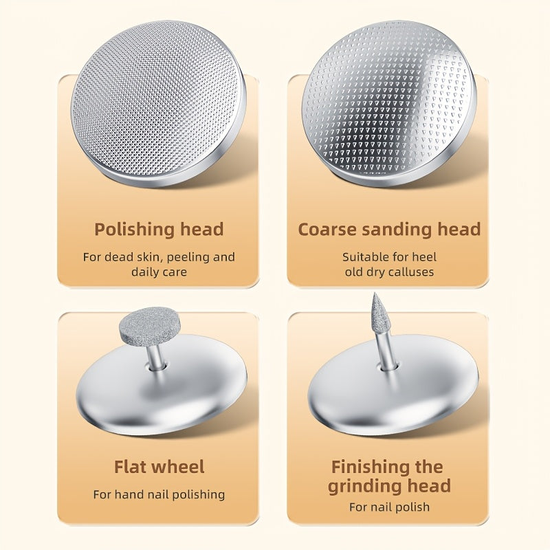 Rechargeable Electric Foot Grinder with Power Indicator and Interchangeable Grinding Heads