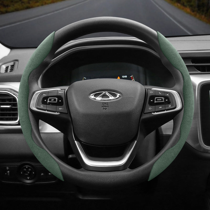 Universal Fleece Anti-Slip Steering Wheel Cover All-Season Black Green Red Orange Brown