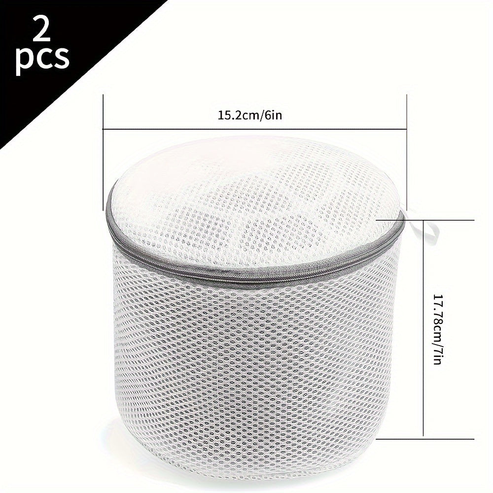 2pcs Fine Mesh Laundry Bags for Bras and Lingerie with Reinforced Zipper and Hanging Loop