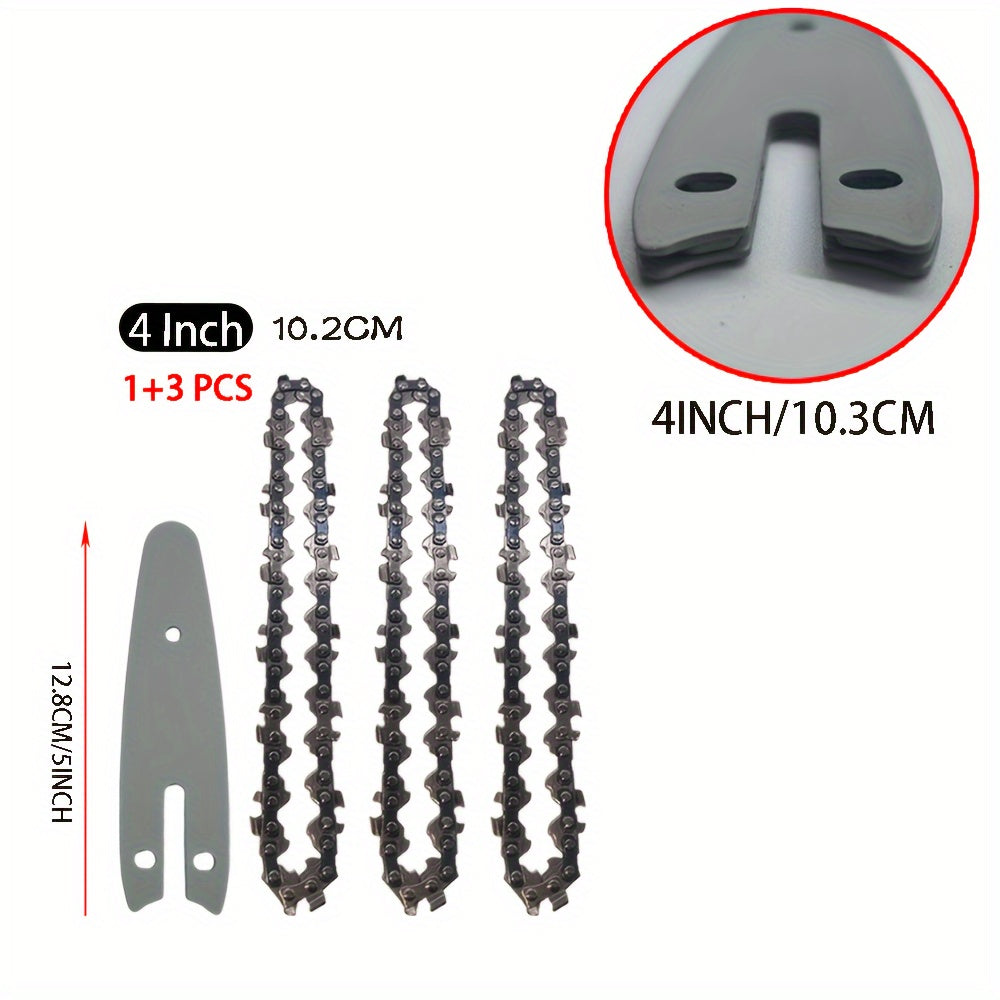 Juego de barra de guía y cadena para motosierra eléctrica mini de 4/6/8 pulgadas, reemplazo para corte de madera