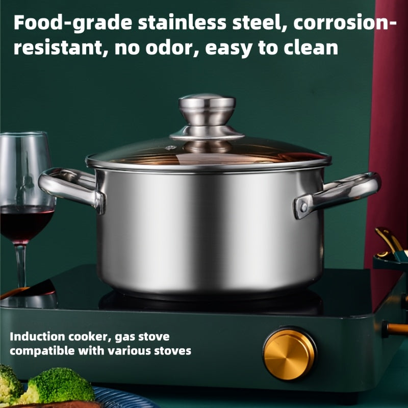6-Piece Stainless Steel Cookware Set with Pots and Lids for Kitchen Cooking