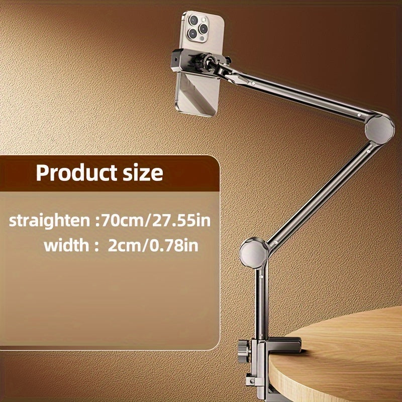 Gooseneck Phone and Tablet Stand Black Steel Adjustable Clamp Bed Desk Holder Compatible with iPhone iPad and Tablets