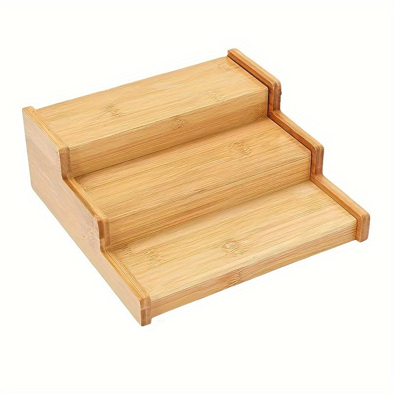 Bamboo Spice Rack 3 Tiers Adjustable Countertop Organizer Kitchen Storage