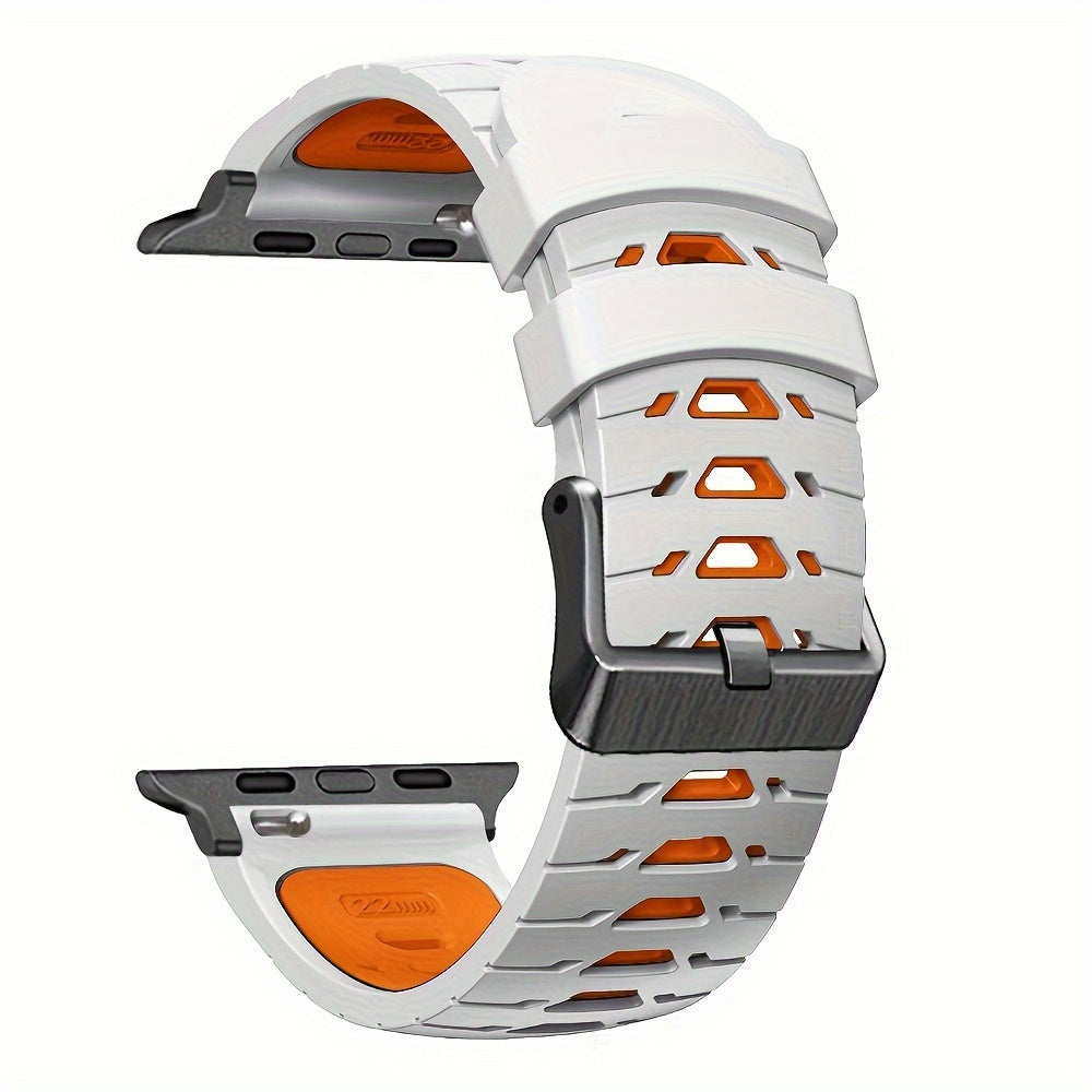 Силиконовый ремешок для Apple Watch с дышащим дизайном - застежка с кнопочным механизмом, без батареи