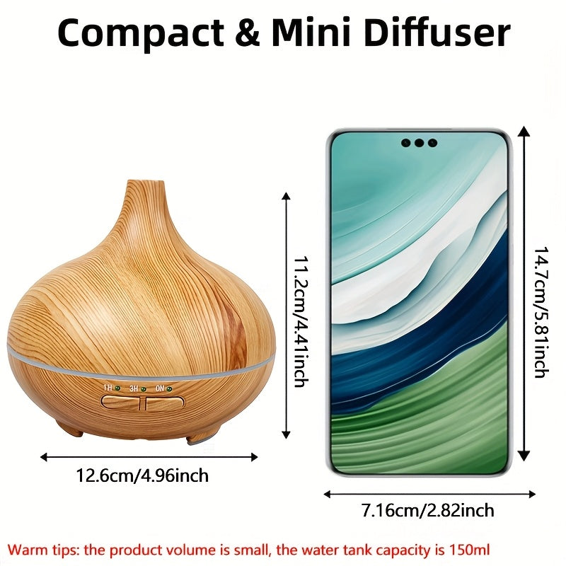 Ultrasonik asosiy yog'li diffuzor 150ml 3 ta taymer bilan avtomatik o'chirish namlatgich