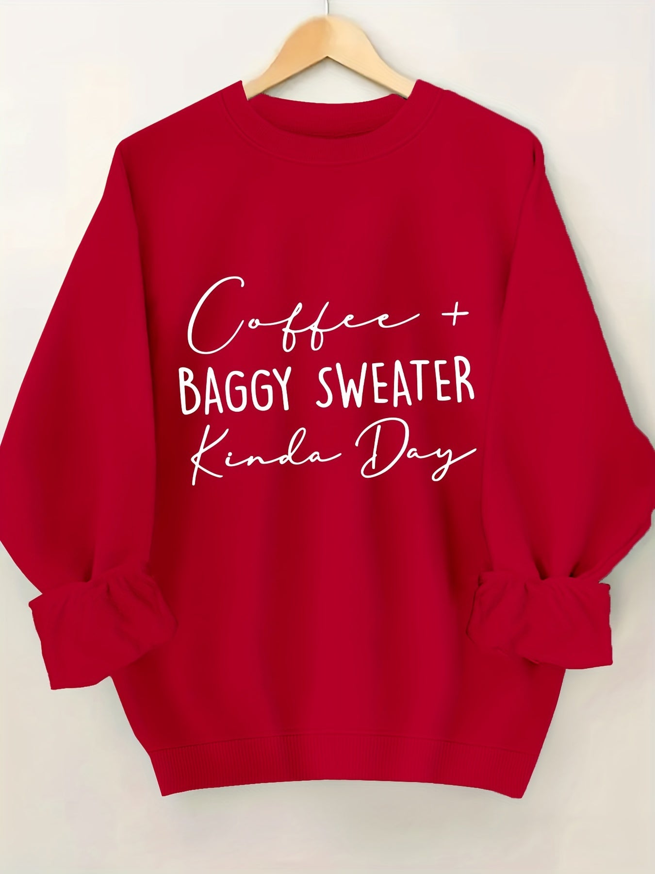 Plus Size Letter Print Pullover Sweatshirt Women Long Sleeve Casual Winter Clothing