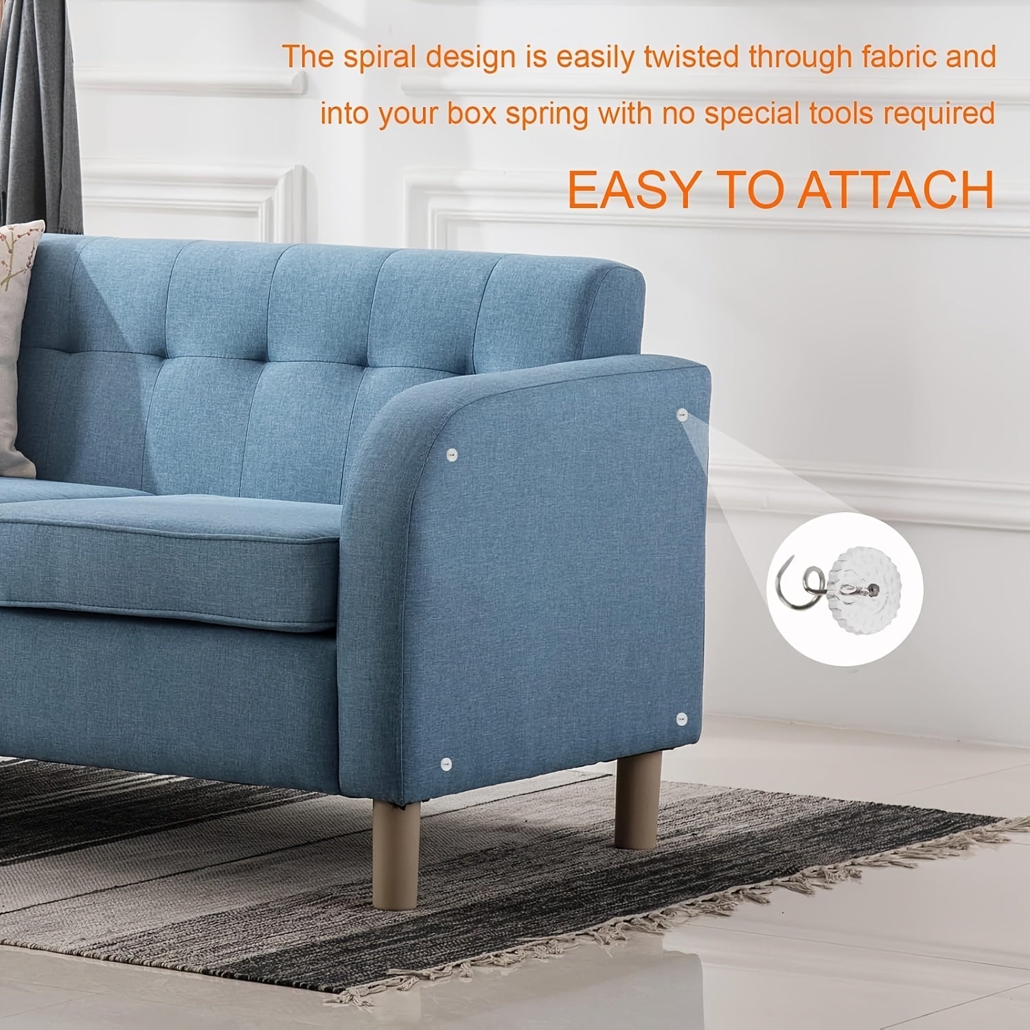 Set of 20 Stainless Steel Twisted Nails with Transparent Spiral Push Pins for Bed Sheets