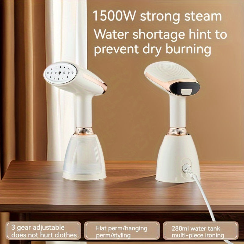 EU portativ qo'l sidirgichi, 1500W, 3 daraja sozlash, 220-240V ulagichi, tekis va osma sidirgich, burishdan saqlovchi, 280ml suv tanki.