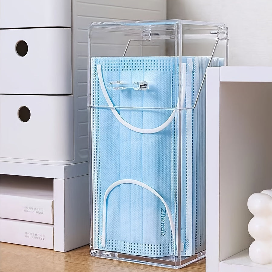 Caja de almacenamiento para mascarillas a prueba de polvo con tapa para uso doméstico