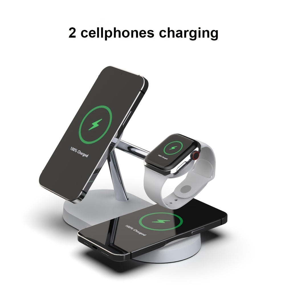 Magnetic Wireless Charger Stand for iPhone 12-15 Apple Watch AirPods Fast Charging Dock Station