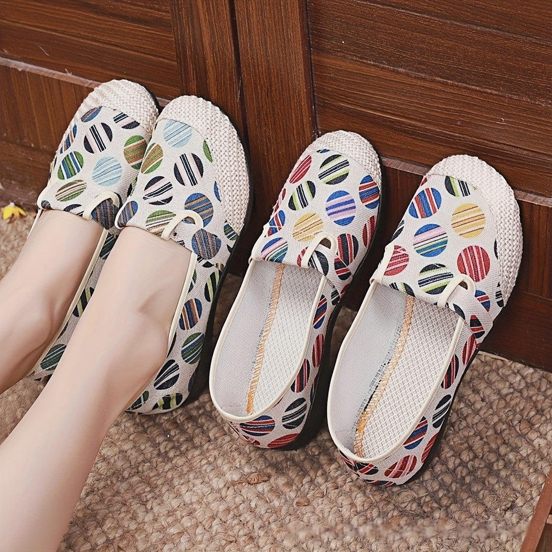 Zapatos planos étnicos para mujer, mocasines sin cordones, cómodos, con suela de tela