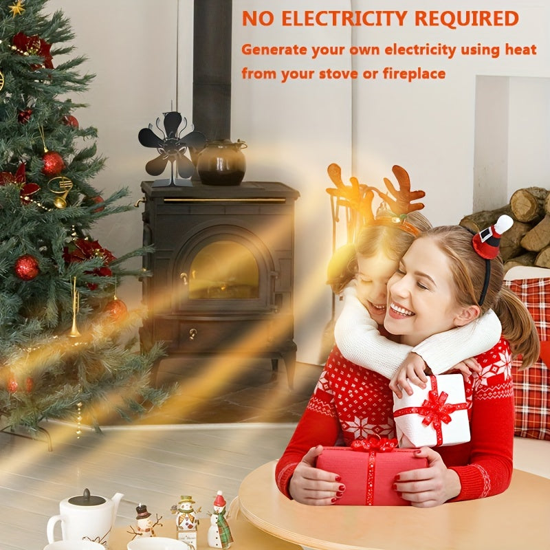 5-Blade Heat Powered Stove Fan for Wood and Fireplace Aluminum Exhaust Fan