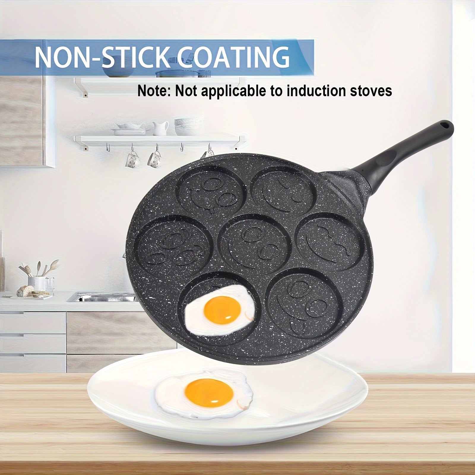 Non-Stick Pancake Pan with 7 Face Molds Aluminum Alloy Easy to Clean