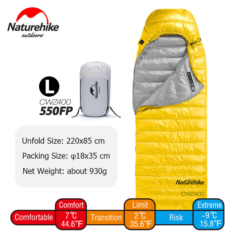 Naturehike Ultra-Light Goose Down Sleeping Bags qishki lagerda eng yuqori qulaylikni ta'minlaydi.