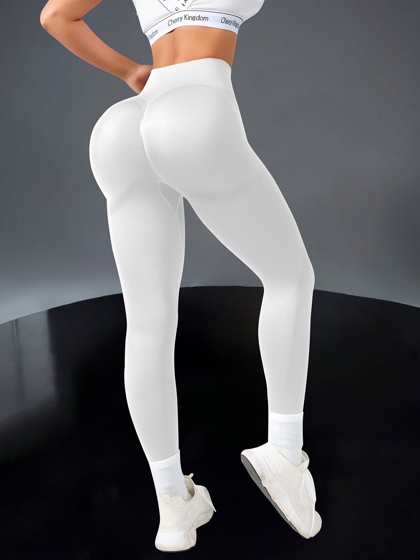 Women's High Waist Seamless Solid Color Yoga Leggings for Fitness and Workout