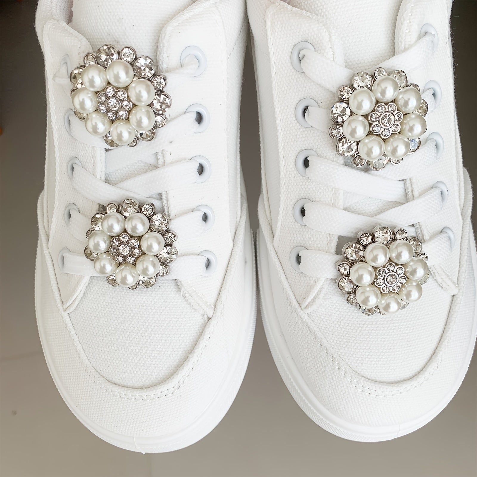 Unisex Pearl Rhinestone Shoe Charms Set for Sneakers and Boots