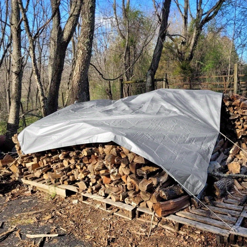 Плотный водонепроницаемый брезент с металлическими люверсами для защиты на открытом воздухе, разные размеры, серебристый
