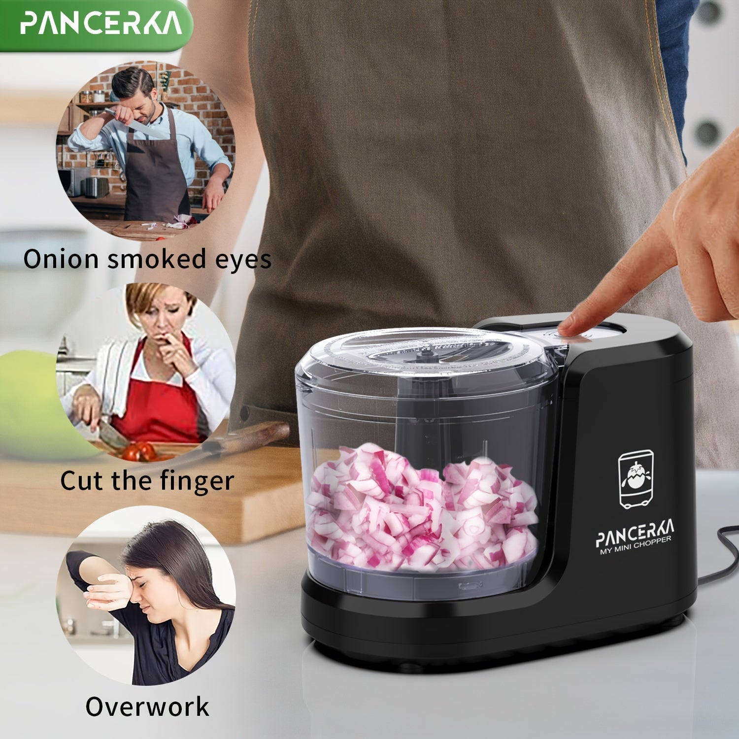 Electric Vegetable Chopper Food Processor 3 Cup 20000 RPM Black EU Plug