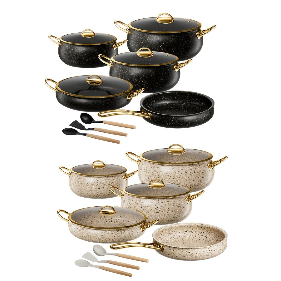 12-Piece Stainless Steel Cookware Set with Non-Stick Coating and Silicone Utensils