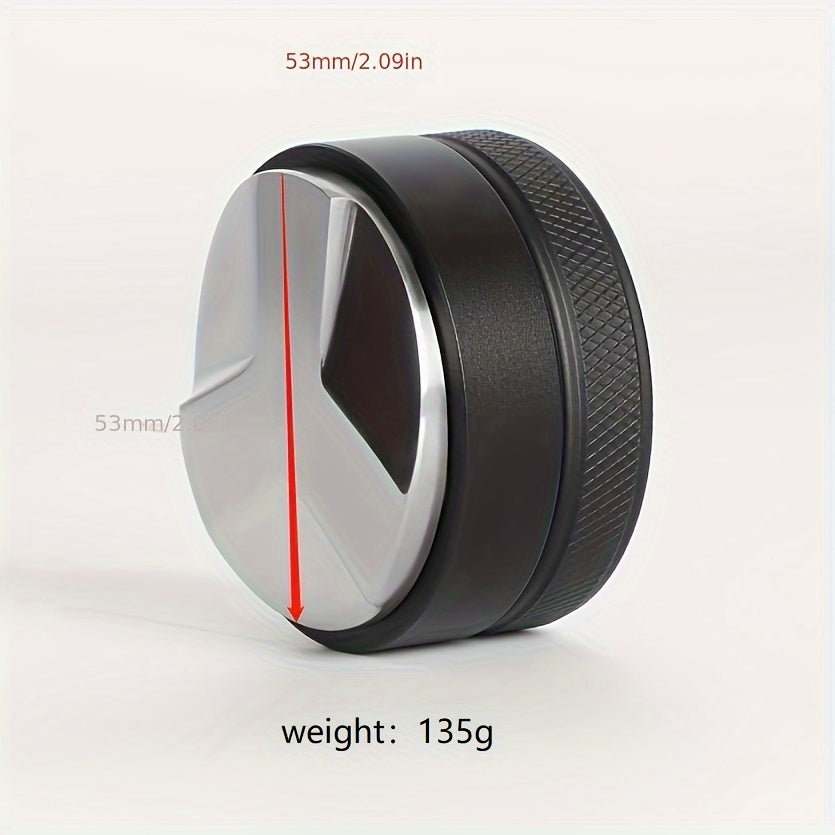 Qora zanglamaydigan po'latdan yasalgan espresso qahva tampiri, sozlanadigan bosim taqsimoti asbobi