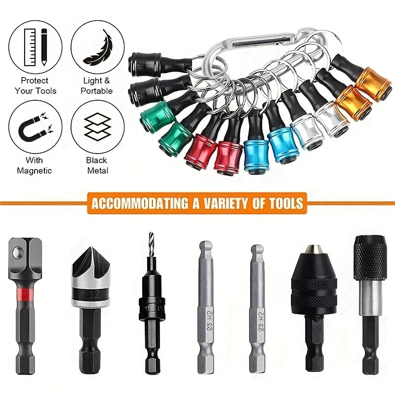 Portable Keychain Bit Holder Set with Hex Shank Drill Bits and Extension Bar