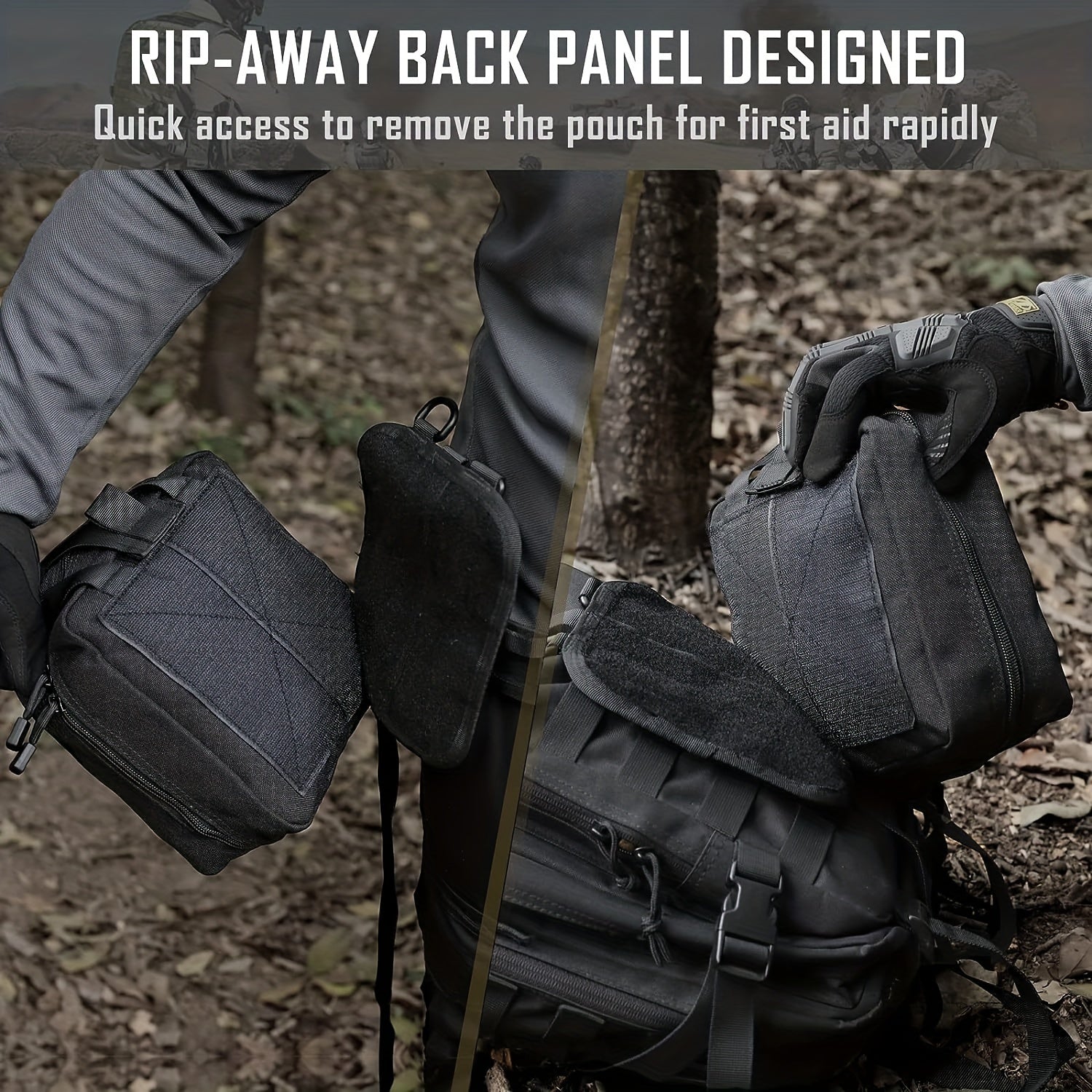 Tactical First Aid Kit with Quick-Release EMT Pouch MOLLE System Nylon Bag Green